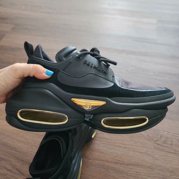 Authentic Balmain B-Bold low-top sneakers Black 7 Designer Grunge Futuristic - Picture 8 of 14